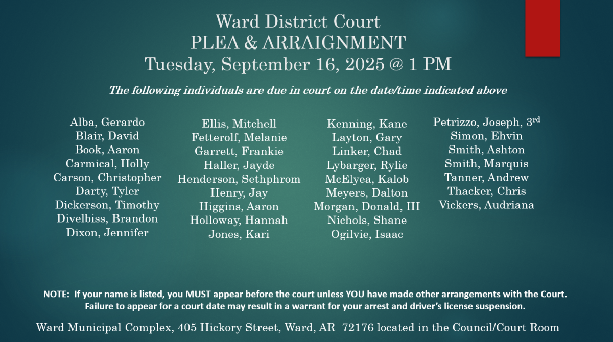 Plea & Arraignment-September 16