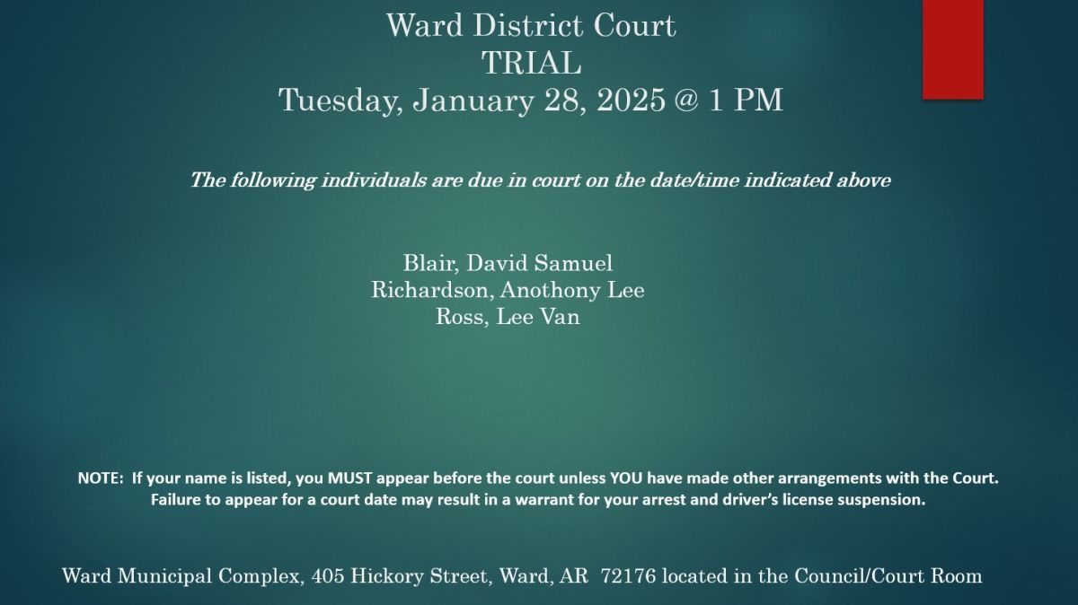 Trial Docket-Jan 28, 1 PM