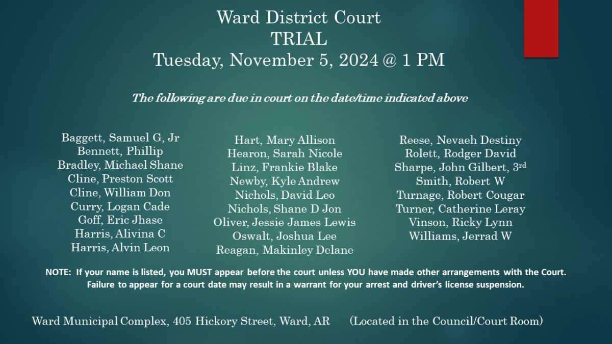 Trial Docket - Nov 5, 1pm