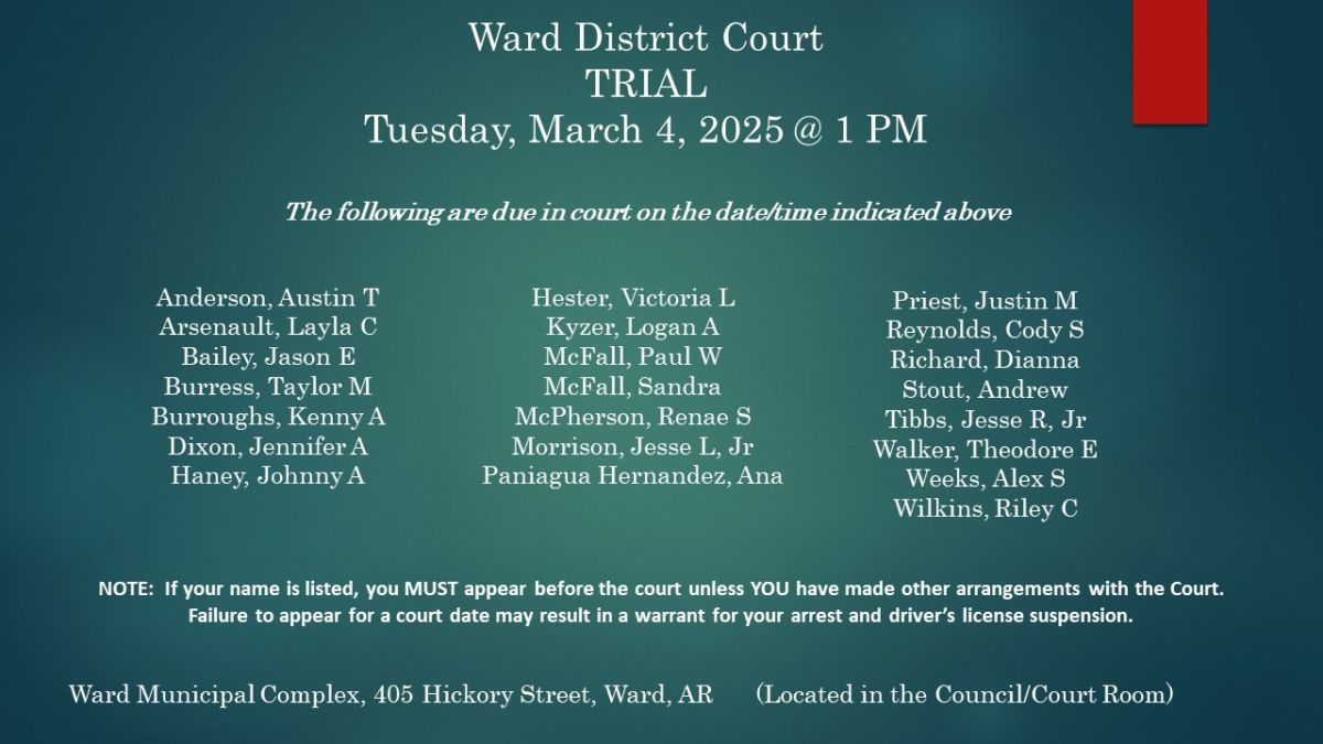 Trial Docket - Mar 4, 1pm